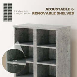 HOMCOM Set of 2 CD Media Display Shelf Unit Tower Rack with Adjustable Shelves, Grey - thumbnail 6