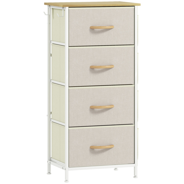 HOMCOM Chest of Four Fabric Drawers - Beige - image 1