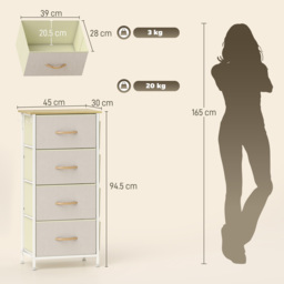 HOMCOM Chest of Four Fabric Drawers - Beige - thumbnail 3