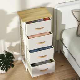 HOMCOM Chest of Four Fabric Drawers - Beige - thumbnail 8