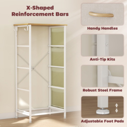 HOMCOM Chest of Four Fabric Drawers - Beige - thumbnail 7