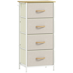 HOMCOM Chest of Four Fabric Drawers - Beige - thumbnail 1