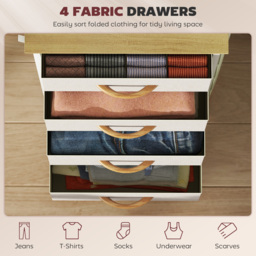 HOMCOM Chest of Four Fabric Drawers - Beige - thumbnail 4