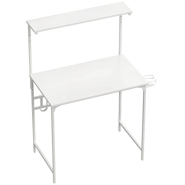 HOMCOM Computer Desk, 80cm Home Office Study Table with Hutch Shelf, Cup Holder, Headphone Hook, White - image 1