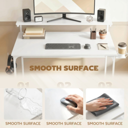 HOMCOM Computer Desk, 80cm Home Office Study Table with Hutch Shelf, Cup Holder, Headphone Hook, White - thumbnail 5
