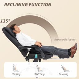 Vinsetto Executive Office Chair, 6-Zone Heated Massage, Ergonomic Recliner Desk Chair with Adjustable Footrest, Cat Scratch Anti, Black - Aosom UK - thumbnail 5