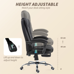 Vinsetto Executive Office Chair, 6-Zone Heated Massage, Ergonomic Recliner Desk Chair with Adjustable Footrest, Cat Scratch Anti, Black - Aosom UK - thumbnail 6