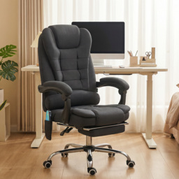 Vinsetto Executive Office Chair, 6-Zone Heated Massage, Ergonomic Recliner Desk Chair with Adjustable Footrest, Cat Scratch Anti, Black - Aosom UK - thumbnail 9