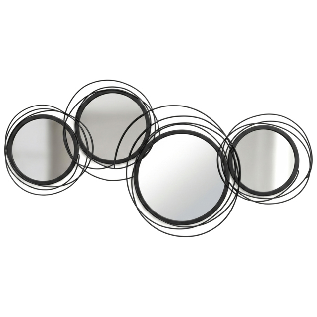 HOMCOM Metal Wall Art 56cm Modern Decorative Mirror Decor for Living Room Bedroom Dining Room, Black - image 1
