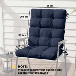 Outsunny 2-Piece Seat Cushion Replacement with Backrest, Garden Patio Chair Cushions Set with Ties, Dark Blue - thumbnail 3