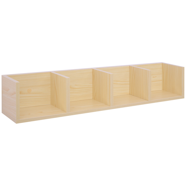 HOMCOM Wall Mount 84 CD / 56 DVD/Blu-ray/ Media Storage Rack 4 Cubes Wooden Shelf Organizer Unit Bookcase Display (Natural Wood Colour) - Aosom UK - image 1