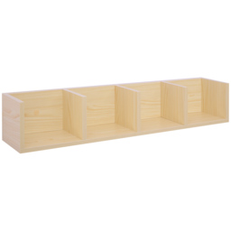 HOMCOM Wall Mount 84 CD / 56 DVD/Blu-ray/ Media Storage Rack 4 Cubes Wooden Shelf Organizer Unit Bookcase Display (Natural Wood Colour) - Aosom UK - thumbnail 1