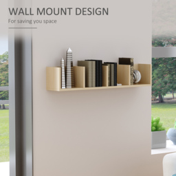 HOMCOM Wall Mount 84 CD / 56 DVD/Blu-ray/ Media Storage Rack 4 Cubes Wooden Shelf Organizer Unit Bookcase Display (Natural Wood Colour) - Aosom UK - thumbnail 4