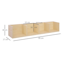 HOMCOM Wall Mount 84 CD / 56 DVD/Blu-ray/ Media Storage Rack 4 Cubes Wooden Shelf Organizer Unit Bookcase Display (Natural Wood Colour) - Aosom UK - thumbnail 3