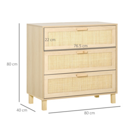 HOMCOM Wooden Storage Unit: 3-Drawer Cupboard for Versatile Home Organisation - Aosom UK - thumbnail 3