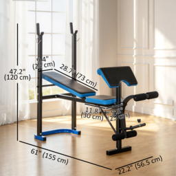 HOMCOM Adjustable Weight Bench with Leg Developer Barbell Rack for Lifting and Strength Training Multifunctional Workout Station for Home Gym Fitness - thumbnail 3