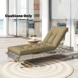 Outsunny Sun Lounger Cushion, Memory Foam Patio Chair Cushion with Ties, Outdoor Seat Pad Fits 190 x 60 cm Lounger, Sand - thumbnail 2