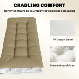 Outsunny Sun Lounger Cushion, Memory Foam Patio Chair Cushion with Ties, Outdoor Seat Pad Fits 190 x 60 cm Lounger, Sand - thumbnail 5
