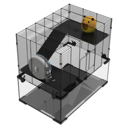 PawHut 3 Tiers Hamster Cage, Gerbil Cage with Deep Glass Bottom, Non-Slip Ramps, Platforms, Hut Exercise Wheels Water Bottle for Syrian Dwarf Hamster - thumbnail 8