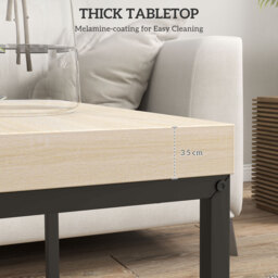 HOMCOM Coffee Table Set of 2, Nest of Tables with 3.5cm Thick Tabletop, Oak - thumbnail 6