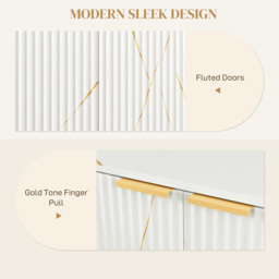 HOMCOM Elegant Storage Sideboard - White/Gold-Tone - thumbnail 8