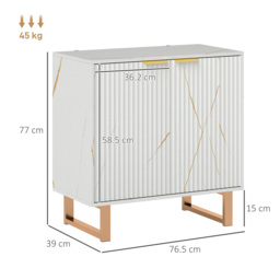 HOMCOM Elegant Storage Sideboard - White/Gold-Tone - thumbnail 3