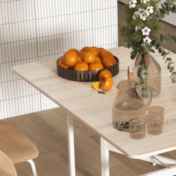 HOMCOM Drop Leaf Dining Table with Metal Frame for 4-6 Person, Folding Kitchen Table for Small Spaces, Nature - Aosom UK - thumbnail 9