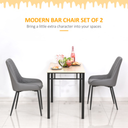 HOMCOM Set of 2 Leather Dining Chairs with Metal Frame, 4 Legs Foot Caps,  High Back, Home Seating, Modern Stylish, Grey - Aosom UK - thumbnail 5