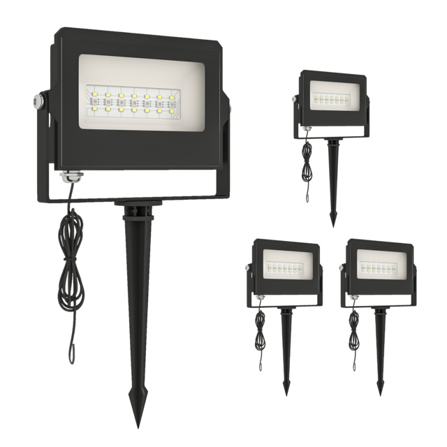 Outsunny 32W LED Floodlights, Linkable 4-Pack Landscape Lighting with Remote Control, RGB Colour Changing, UK Plug, Black - image 1