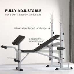HOMCOM Adjustable Weight Bench with Squat Rack, Heavy Duty Bench Press Rack with Preacher Curl Pad, Leg Developer, Barbell Rack, Butterfly, Home Gym Strength Training Multiuse Workout Bench, Grey - thumbnail 5