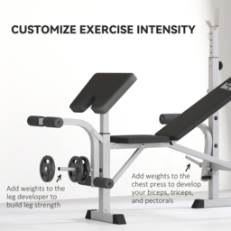 HOMCOM Adjustable Weight Bench with Squat Rack, Heavy Duty Bench Press Rack with Preacher Curl Pad, Leg Developer, Barbell Rack, Butterfly, Home Gym Strength Training Multiuse Workout Bench, Grey - thumbnail 6