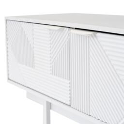 Elegant Bohemian TV Entertainment Center with Cabinet and Drawers, Geometric Lines TV Stand for 90 Inch TVs, 200L x 40W x 51H cm, White - Aosom UK - thumbnail 8