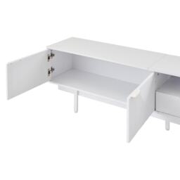 Elegant Bohemian TV Entertainment Center with Cabinet and Drawers, Geometric Lines TV Stand for 90 Inch TVs, 200L x 40W x 51H cm, White - Aosom UK - thumbnail 9