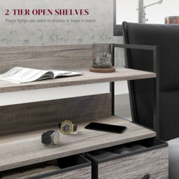 HOMCOM Rustic Chest of Five Fabric Drawers - Grey Wood Effect - Aosom UK - thumbnail 5