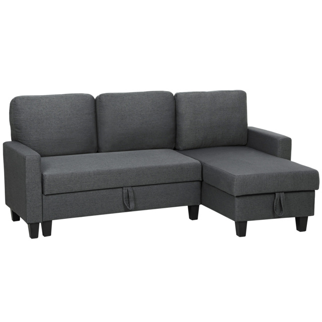 HOMCOM Three-Seater Storage Sofa Bed w/ Scratch Resistant Fabric, Charcoal Grey - Aosom UK - image 1