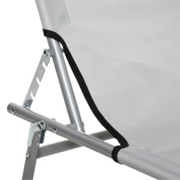 Outsunny Reclining Sun Lounger Set, 2 Foldable Chairs with Canopy, Breathable Mesh Fabric, Adjustable, Light Grey - Aosom UK - thumbnail 9
