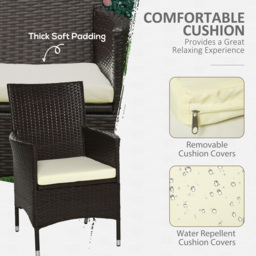 Outsunny Waterproof Rattan Armchair Duo: Deep Coffee Garden Patio Seating with Cushions - Aosom UK - thumbnail 5