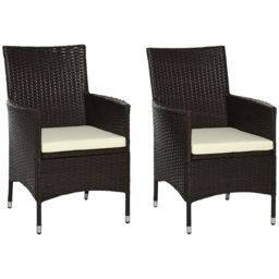 Outsunny Waterproof Rattan Armchair Duo: Deep Coffee Garden Patio Seating with Cushions - Aosom UK - thumbnail 1