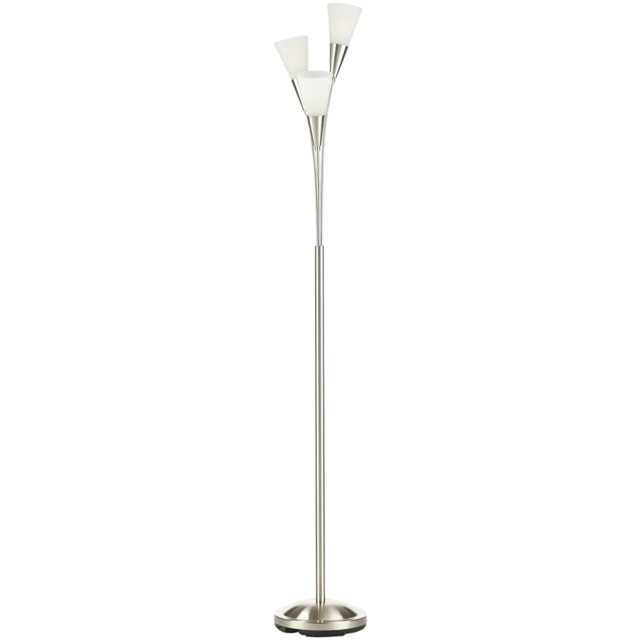 HOMCOM Modern Floor Lights with 3-Light Upright Design, Foot Switch, Steel Frame, Floor Standing Lamp for Living Room & Bedroom, Silver - Aosom UK - image 1