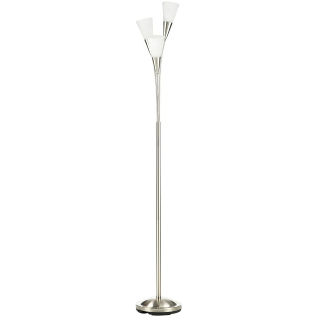 HOMCOM Modern Floor Lights with 3-Light Upright Design, Foot Switch, Steel Frame, Floor Standing Lamp for Living Room & Bedroom, Silver - Aosom UK - image 1