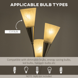 HOMCOM Modern Floor Lights with 3-Light Upright Design, Foot Switch, Steel Frame, Floor Standing Lamp for Living Room & Bedroom, Silver - Aosom UK - thumbnail 6