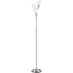 HOMCOM Modern Floor Lights with 3-Light Upright Design, Foot Switch, Steel Frame, Floor Standing Lamp for Living Room & Bedroom, Silver - Aosom UK