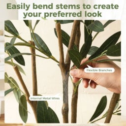 HOMCOM Decorative Artificial Plant, 148 cm Silk Olive Tree with 553 Leaves in Cement Pot, Fake Plant - thumbnail 7