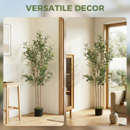 HOMCOM Decorative Artificial Plant, 148 cm Silk Olive Tree with 553 Leaves in Cement Pot, Fake Plant - thumbnail 8
