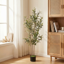 HOMCOM Decorative Artificial Plant, 148 cm Silk Olive Tree with 553 Leaves in Cement Pot, Fake Plant - thumbnail 2