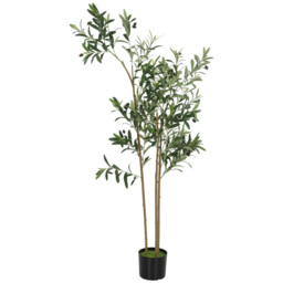 HOMCOM Decorative Artificial Plant, 148 cm Silk Olive Tree with 553 Leaves in Cement Pot, Fake Plant - thumbnail 1