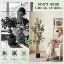 HOMCOM Decorative Artificial Plant, 148 cm Silk Olive Tree with 553 Leaves in Cement Pot, Fake Plant - thumbnail 6