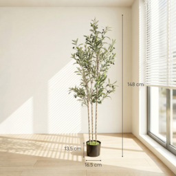 HOMCOM Decorative Artificial Plant, 148 cm Silk Olive Tree with 553 Leaves in Cement Pot, Fake Plant - thumbnail 3