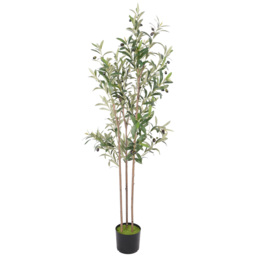HOMCOM Decorative Artificial Plant, 148 cm Silk Olive Tree with 553 Leaves in Cement Pot, Fake Plant - thumbnail 1