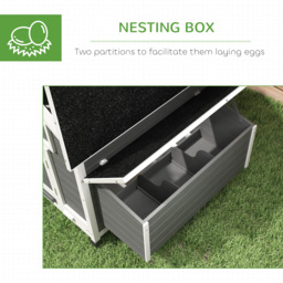 PawHut Chicken Coop, Wooden Outdoor Hen House with Nesting Box, Openable Waterproof Top, Pull-Out Tray, 150 x 100 x 97cm - thumbnail 6
